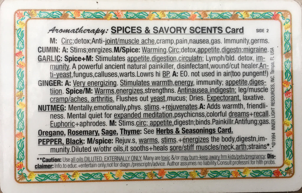 Aromatherapy: Spices & Savory Scents Card #1 of 3 set