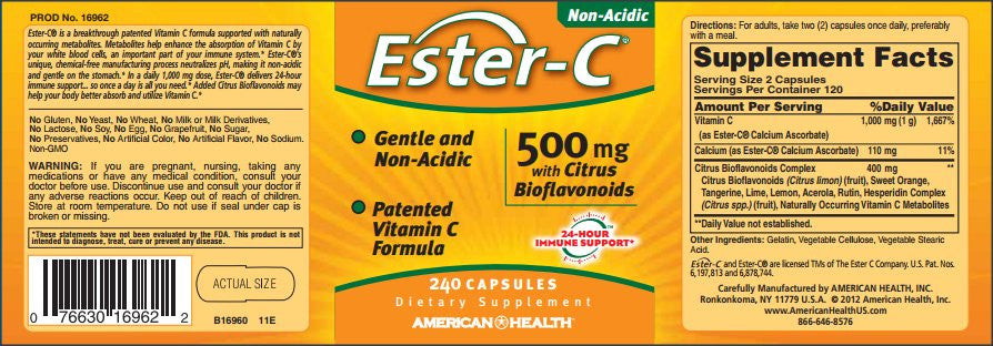 Ester C 500mg W/Citrus Bioflavanoids (American Health) (240 caps)