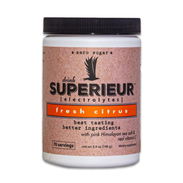Fresh Citrus Electrolyte Powder 6.9 oz - with Pink Himalayan Salt & Real Vitamin C - Drink Superieur Electrolytes