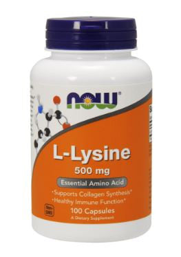 L-Lysine 500mg Essential Amino Acid - 100 Capsules - NOW Foods