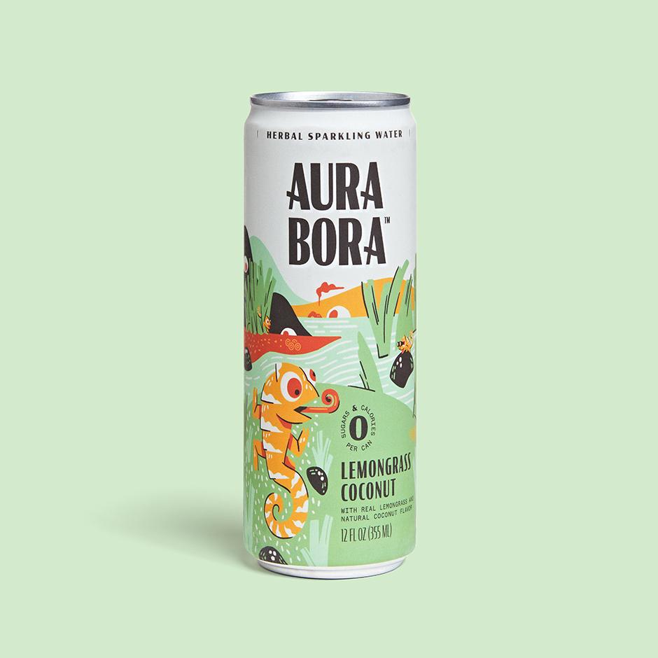Lemongrass Coconut Sparkling water 12 oz can - Aura Bora