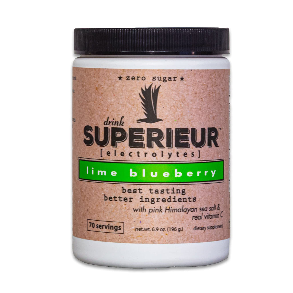 Lime Blueberry Electrolyte Powder 6.9 oz - with Pink Himalayan Salt & Real Vitamin C - Drink Superieur Electrolytes