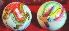 Chinese Exercise Ball - Phoenix Dragon White/Red/Orange (pair of two) (45mm)
