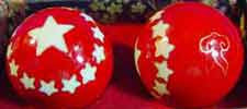 Chinese Exercise Ball - Red with White Stars (pair of two) (40mm)
