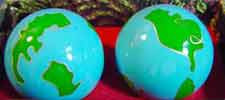 Chinese Exercise Ball - Earth - Turquoise Ball with Green Continents (pair)