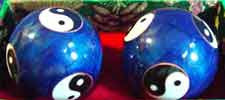 Chinese Exercise Ball - Ying Yang 2 - Blue with Big Ying Yang (pair of two)
