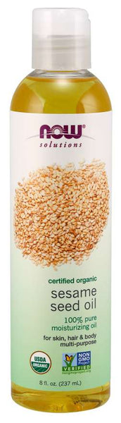 Organic Sesame Seed Oil - 100% Pure Sesame oil 8 oz - Now Real Foods