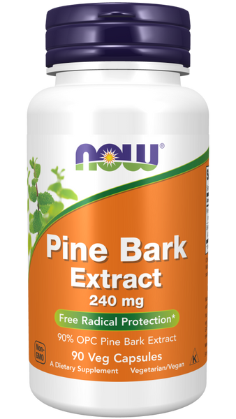 Pine Bark Extract 90 vegetarian capsules - 240 mg per serving - NOW Foods