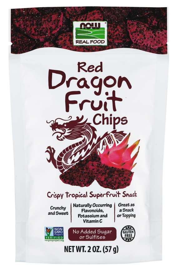Red Dragon Fruit Chips - 2 oz Dried Red Dragon Fruit - Now Real Foods