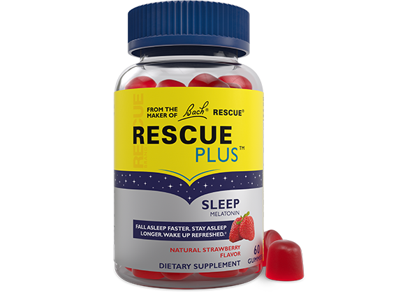 Rescue Plus 60 Gummies Strawberry Flavor - Rescue Remedy with 5mg Melatonin - Bach