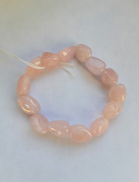 Tumbled Stone Bracelet - Rose Quartz - Natural Semiprecious stone jewelry