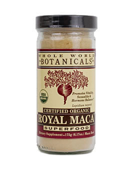 Royal Maca Powder 175g/6.17oz glass jar - Wildcrafted, Certified Organic, Indigenous Owned - Whole World Botanicals