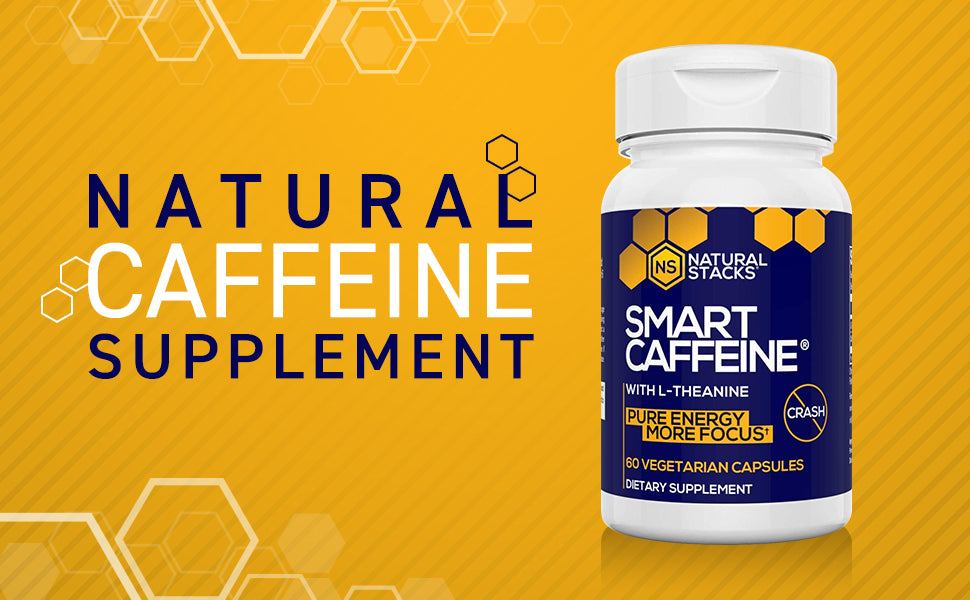 Smart Caffeine 60 vegetarian capsules - NO CRASH with L-Theanine - Natural Stacks