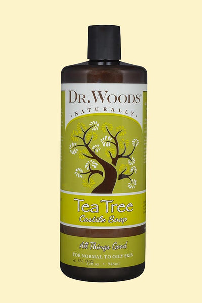 Tea Tree Castile soap 32 oz - For Normal to Oily Skin - Dr. Woods