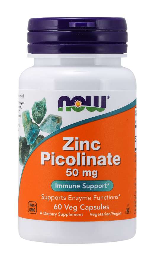Zinc Picolinate - 50 mg in 60 Vegetarian Capsules - Now Real Foods
